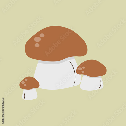 Mushroom family group. Editable vector illustration