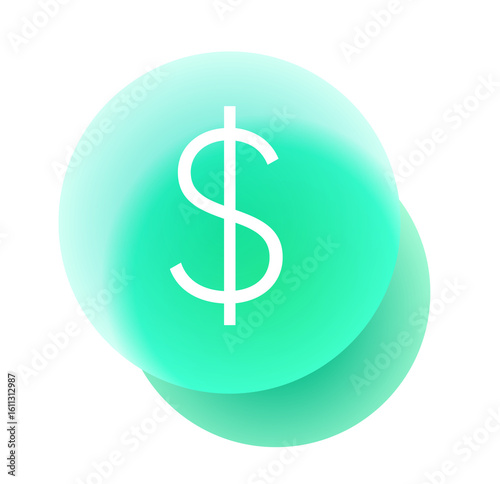Modern Teal and White Dollar Sign Icon:  Abstract Financial Graphic Design
