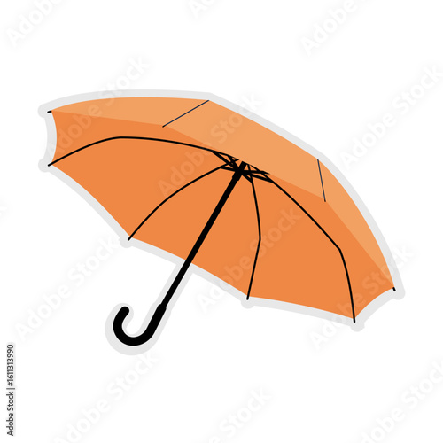 Simple Orange  Umbrella On White Background.