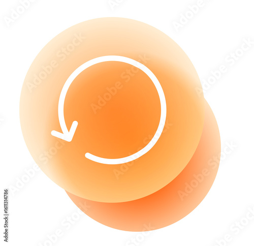 Abstract Orange Gradient Button with White Circular Arrow:  Modern, Minimalist, Refresh Icon Design.