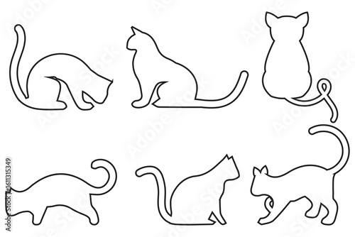 set of cats silhouettes icon on white background.
