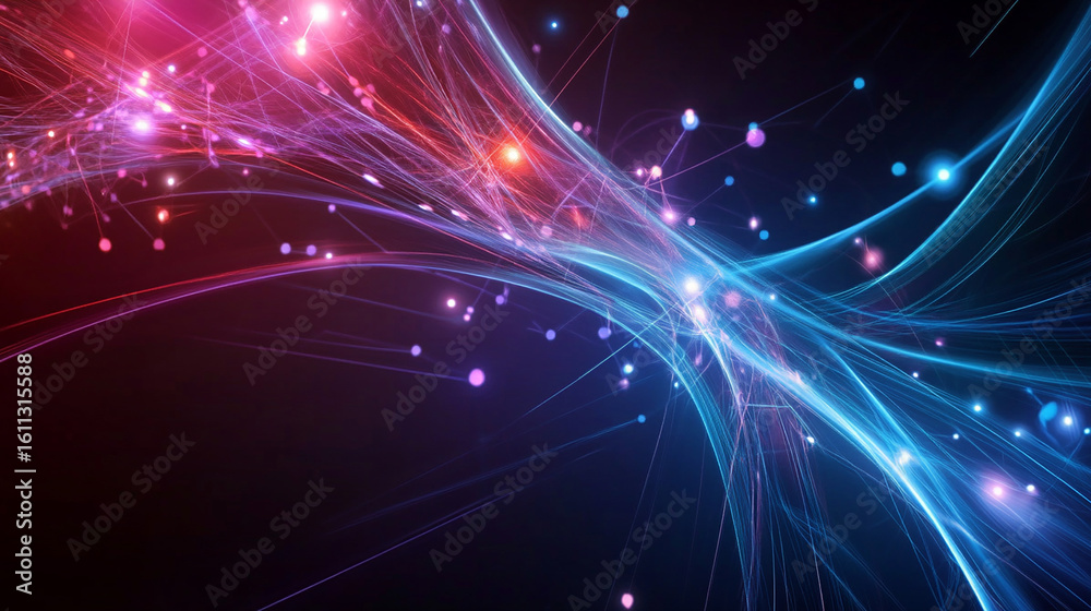 Obraz premium Futuristic Digital Light Wave with Glowing Connections