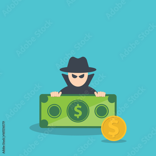 Hacking digital money. Bait website or online crime, thief steal money from online banking app concept, bait scam money.