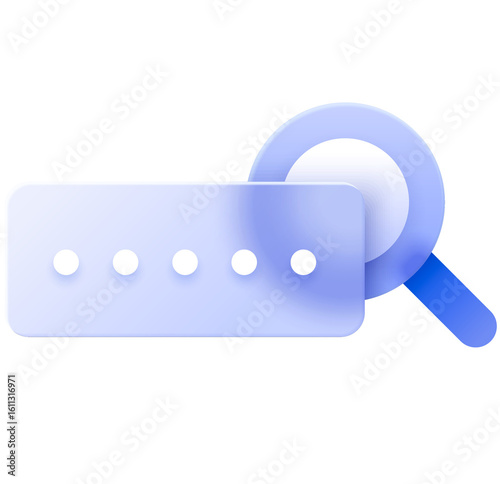 Abstract 3D Render: Password Security Check, Modern Blue Gradient Style, Secure Data Concept.