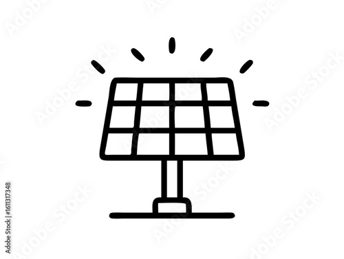 solar panel line art icon vector illustration
