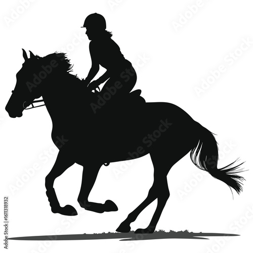 Silhouette of a Horse and Rider Performing Dressage A Striking Equestrian Image Showcasing Skill and Harmony