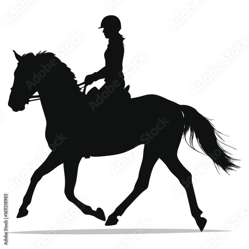 Silhouette of a Horse and Rider Performing Dressage A Striking Equestrian Image Showcasing Skill and Harmony