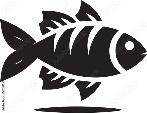 Minimal Black Fish Logo Vector – Silhouette Icon for Seafood and Fishing Brand Design