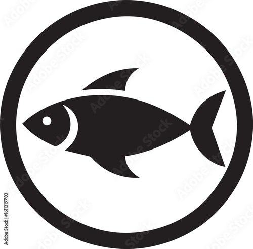 Minimal Black Fish Logo Vector – Silhouette Icon for Seafood and Fishing Brand Design