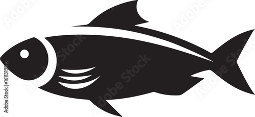 Minimal Black Fish Logo Vector – Silhouette Icon for Seafood and Fishing Brand Design