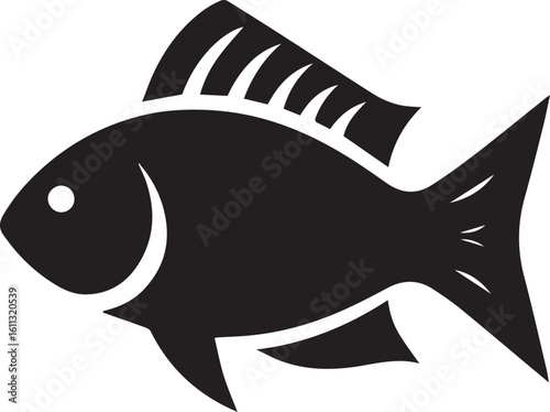 Minimal Black Fish Logo Vector – Silhouette Icon for Seafood and Fishing Brand Design