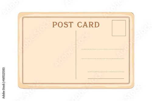 Blank vintage postcard template. Retro old paper postcard back for mail or message. Vector illustration isolated on transparent background. Nostalgic correspondence.
