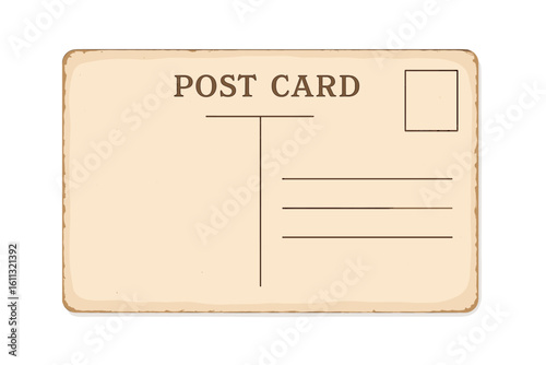 Vintage postcard template vector. Blank old retro postcard back side. Aged paper texture background for mail, letter, message, or travel correspondence. Isolated illustration.