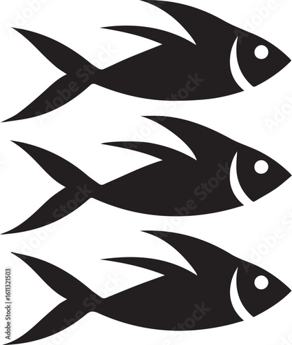 Minimal Black Fish Logo Vector – Silhouette Icon for Seafood and Fishing Brand Design