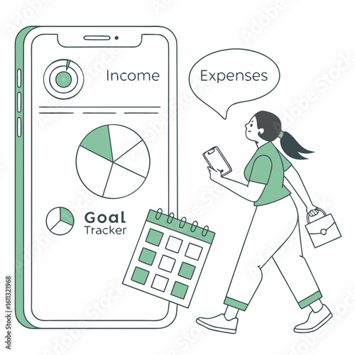 Financial planning app for tracking income expenses and goal setting with budget calendar and mobile access