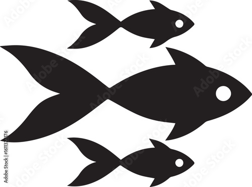 Minimal Black Fish Logo Vector – Silhouette Icon for Seafood and Fishing Brand Design