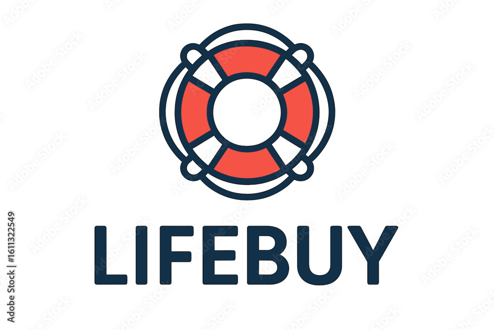 Obraz premium Modern Lifebuoy Logo Vector Illustration. Creative Flat Rescue Ring Icon. Nautical Safety Equipment Symbol for Business, Emergency, Water Protection, Insurance, Boating, Maritime Branding Concepts