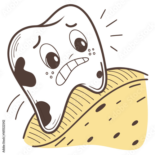 Cartoon tooth decay illustration showing dental problems and importance of oral hygiene and dental care tips