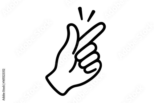 Finger snapping icon. Hand gesture symbol for easy, quick, and simple solutions. Click or flick sign for success, magic, and instant results. Vector line art illustration.