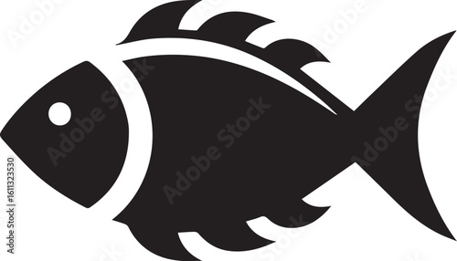 Minimal Black Fish Logo Vector – Silhouette Icon for Seafood and Fishing Brand Design