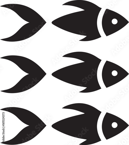 Minimal Black Fish Logo Vector – Silhouette Icon for Seafood and Fishing Brand Design