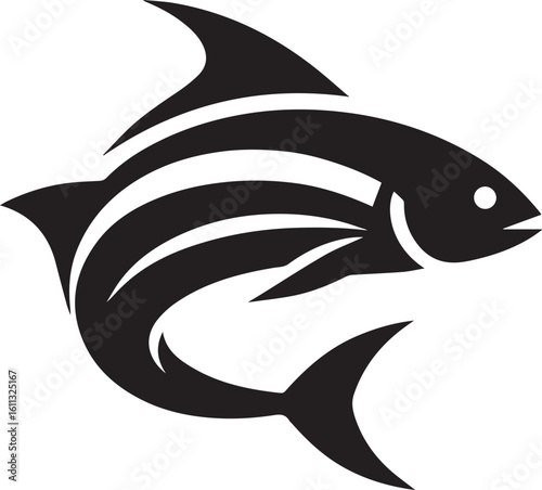 Minimal Black Fish Logo Vector – Silhouette Icon for Seafood and Fishing Brand Design