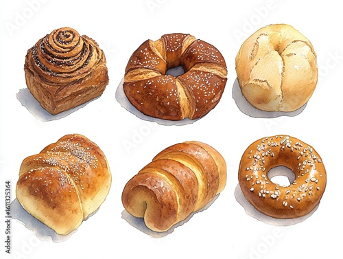 Assorted Fresh Bakery Pastries and Breads for Culinary Delight