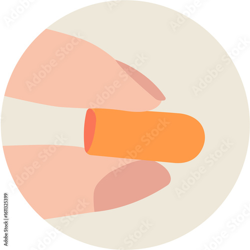 Fingers Holding Noise Cancelling Earplugs Illustration