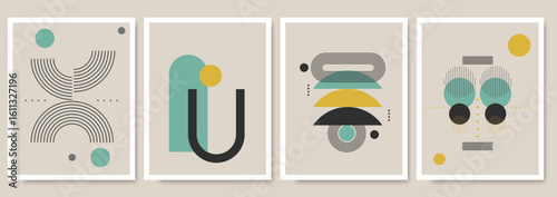 Abstract Geometric background design collection. Bauhaus modern design, printable posters, banners, template concept design. Vector illustrations