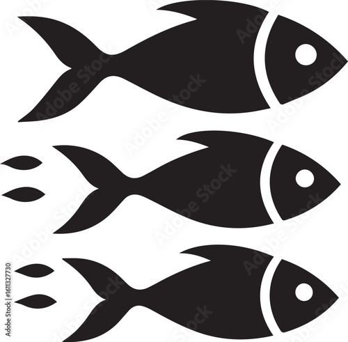 Minimal Black Fish Logo Vector – Silhouette Icon for Seafood and Fishing Brand Design