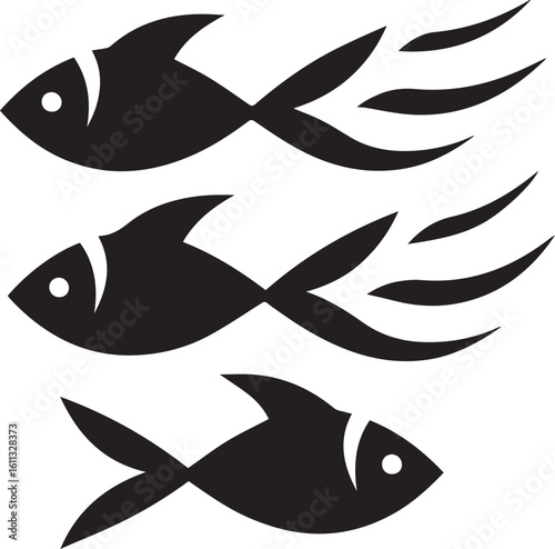 Minimal Black Fish Logo Vector – Silhouette Icon for Seafood and Fishing Brand Design