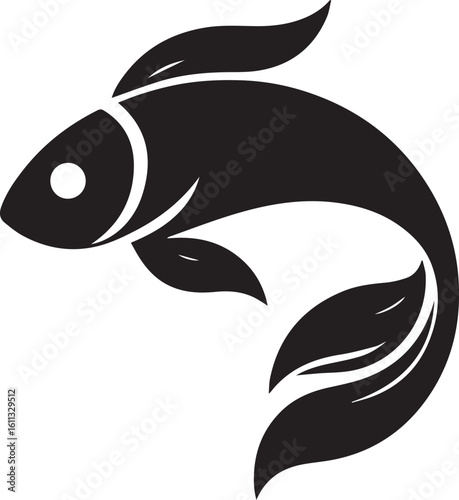 Minimal Black Fish Logo Vector – Silhouette Icon for Seafood and Fishing Brand Design