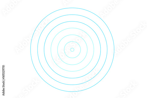 Vector concentric circular pulse set. Blue circle wave light effect. Spreading radar or sonar signal. Abstract soundwave or ripple. Graphic element for technology.
