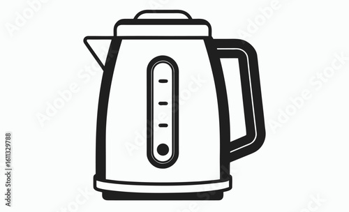 Electric kettle silhouette, kitchen appliance icon, boiling water pot, electric kettle silhouette vector illustration 