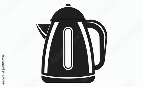 Electric kettle silhouette, kitchen appliance icon, boiling water pot, electric kettle silhouette vector illustration 