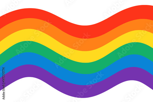 LGBTQ+ pride rainbow flag background. Wavy abstract vector illustration. Gay lesbian community symbol for pride month. Freedom, equality, love and support banner concept.