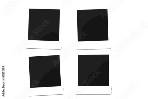 Collection of realistic polaroid photo frames with shadow. Set of empty instant picture borders. Vintage retro camera template mockup for memory album or scrapbook design.
