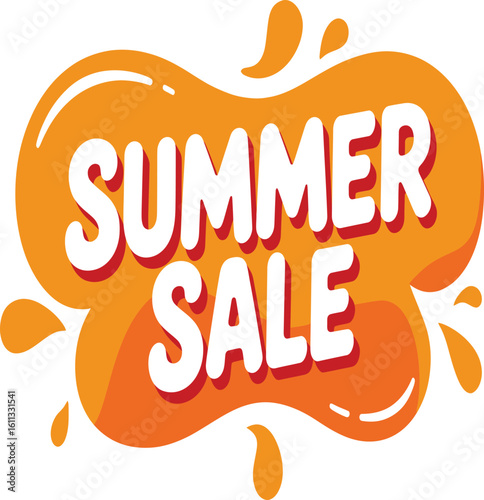 Summer sale promotion, splashy orange design, grabs attention for seasonal discounts, limited time offers