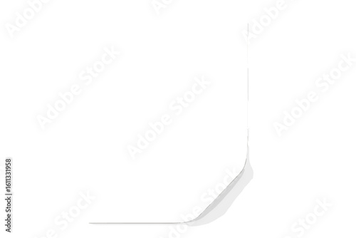White paper blank A4 sheet with curled page corner. Vector mockup for presentation or advertising. Realistic empty document with shadow isolated on transparent background.