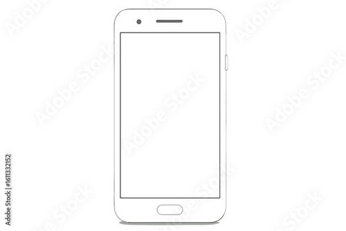 Realistic Smartphone Mockup with Blank White Screen, 3D White Mobile Phone Front View, Device Template, Minimalist Touchscreen Vector, UI UX Design Presentation, Isolated Technology Clipart