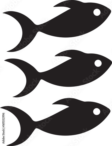 Minimal Black Fish Logo Vector – Silhouette Icon for Seafood and Fishing Brand Design