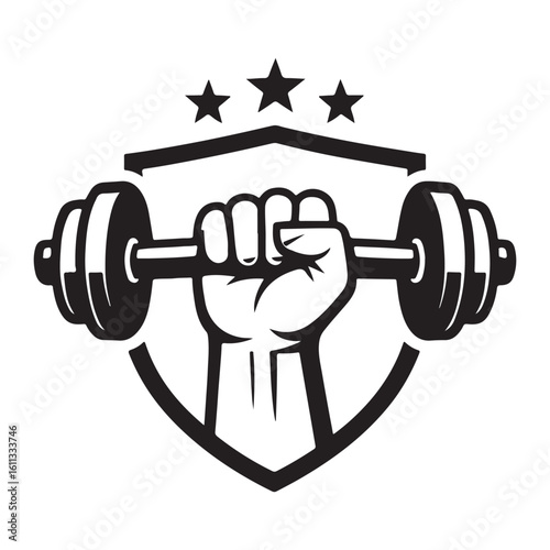 Powerful Hand Holding a Dumbbell, Fitness Symbol