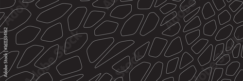 Black and white geometric seamless patterns vector set. Irregular shapes repeated backdrop for web tiles, science and interior designs. voronoi line polygonal cells template background collection