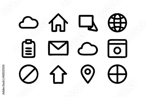 Minimalist Arrow Icons Set on White Background symbol direction