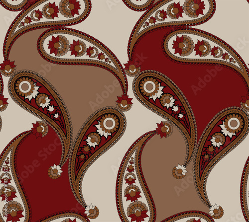 Seamless tribal pattern design. Hand draw paisley background. Patchwork pattern