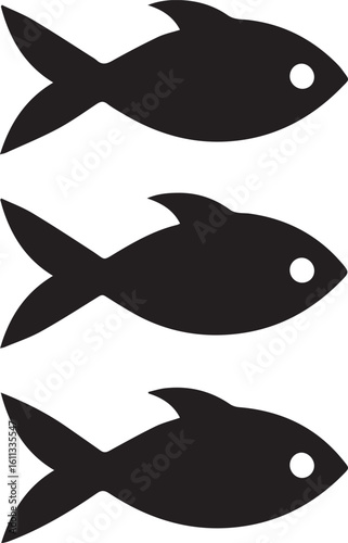 Minimal Black Fish Logo Vector – Silhouette Icon for Seafood and Fishing Brand Design