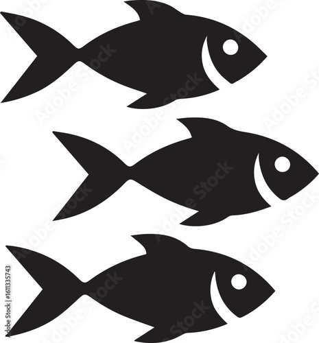 Minimal Black Fish Logo Vector – Silhouette Icon for Seafood and Fishing Brand Design