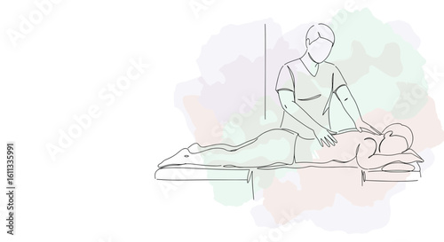 Massage therapist giving treatment to a client on a table  