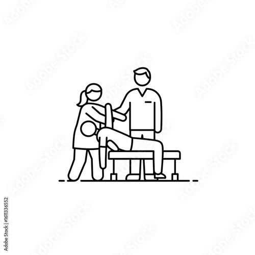 Physical therapist assisting a patient during rehabilitation exercises