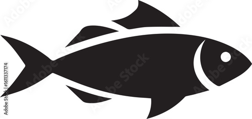 Minimal Black Fish Logo Vector – Silhouette Icon for Seafood and Fishing Brand Design